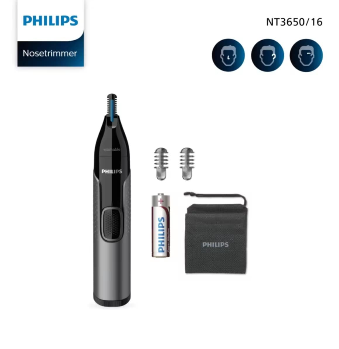 Philips ຟິລິບ ເຄື່ອງຕັດແຕ່ງຂົນດັງ ຂົນຫູ ແລະ ຂົນຄິ້ວ ຕັດງ່າຍ ບໍ່ດຶງຂົນດັງ ລຸ້ນ NT3650/16