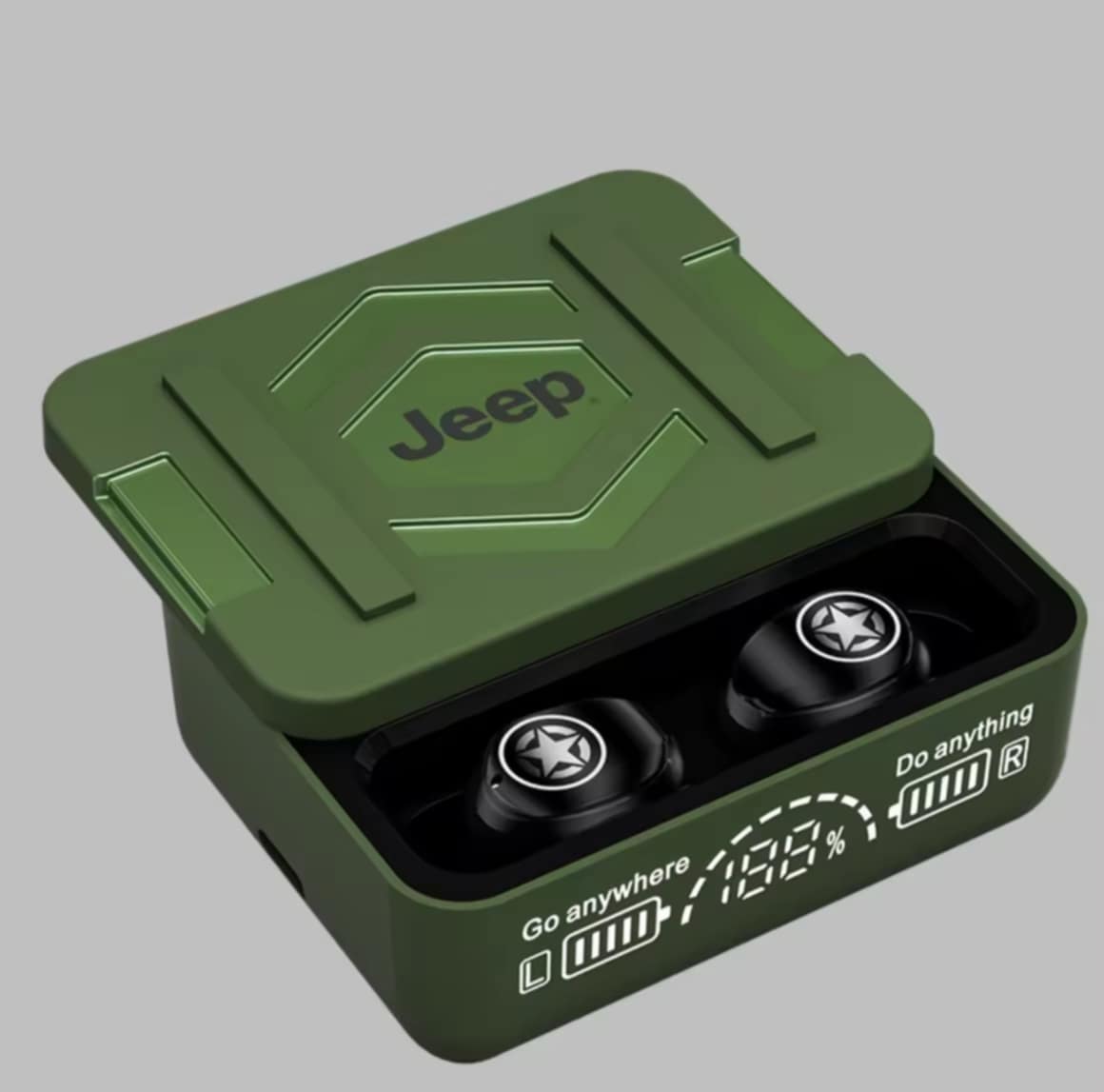 ຫູຟັງ Bluetooth 5.4 ຫູຟັງ Earbud ໄລ້ສາຍ Jeep, ຫູຟັງ Bluetooth ແບດເຕີຣີອາຍຸການໃຊ້ງານຍາວນານສູງສຸດ 80 ຊົ່ວໂມງ ຫູຟັງ Bluetooth ຟັງເພງ ແລະ ເກມ ສຽງເບດທຸ້ມລຶກ ມີໄມໂຄຣໂຟນ ENC ຫູຟັງໄລ້ສາຍກັນນ້ໍາ ແລະ ກັນເຫງື່ອ ສໍາລັບການອອກກໍາລັງກາຍ / ແລ່ນ