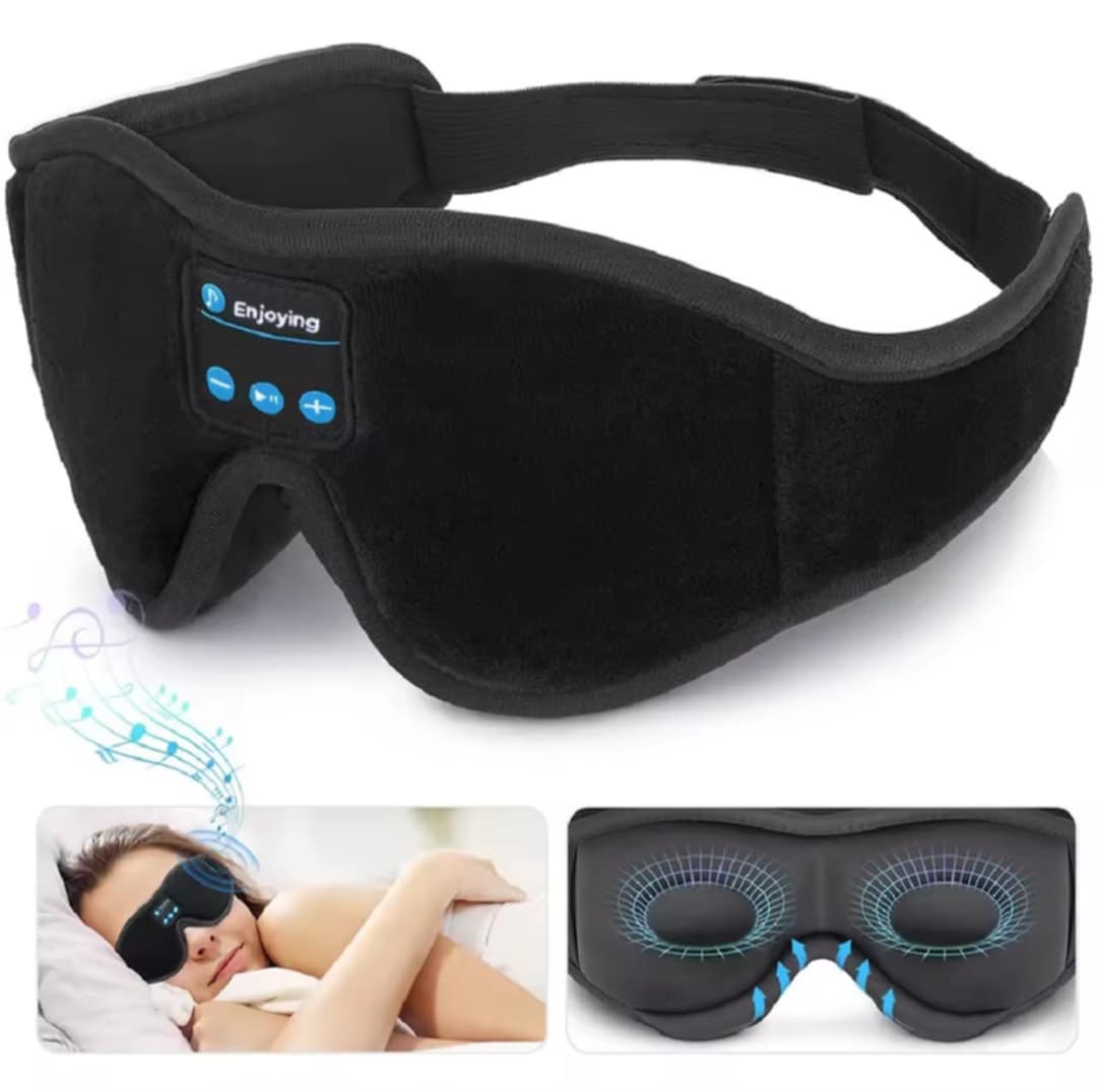 ໜ້າກາກສຳລັບຫູຟັງການນອນ (Bluetooth 3D Eye Mask)ເພີ່ມຄວາມສະບາຍໃນການນອນມີຫູຟັງສຳລັບນອນຟັງເພງມີລຳໂພງ HD ບັນຈຸໃນຕົວ ຮອງຮັບການຫຼິ້ນເພງໃນໄລຍະນອນໄດ້