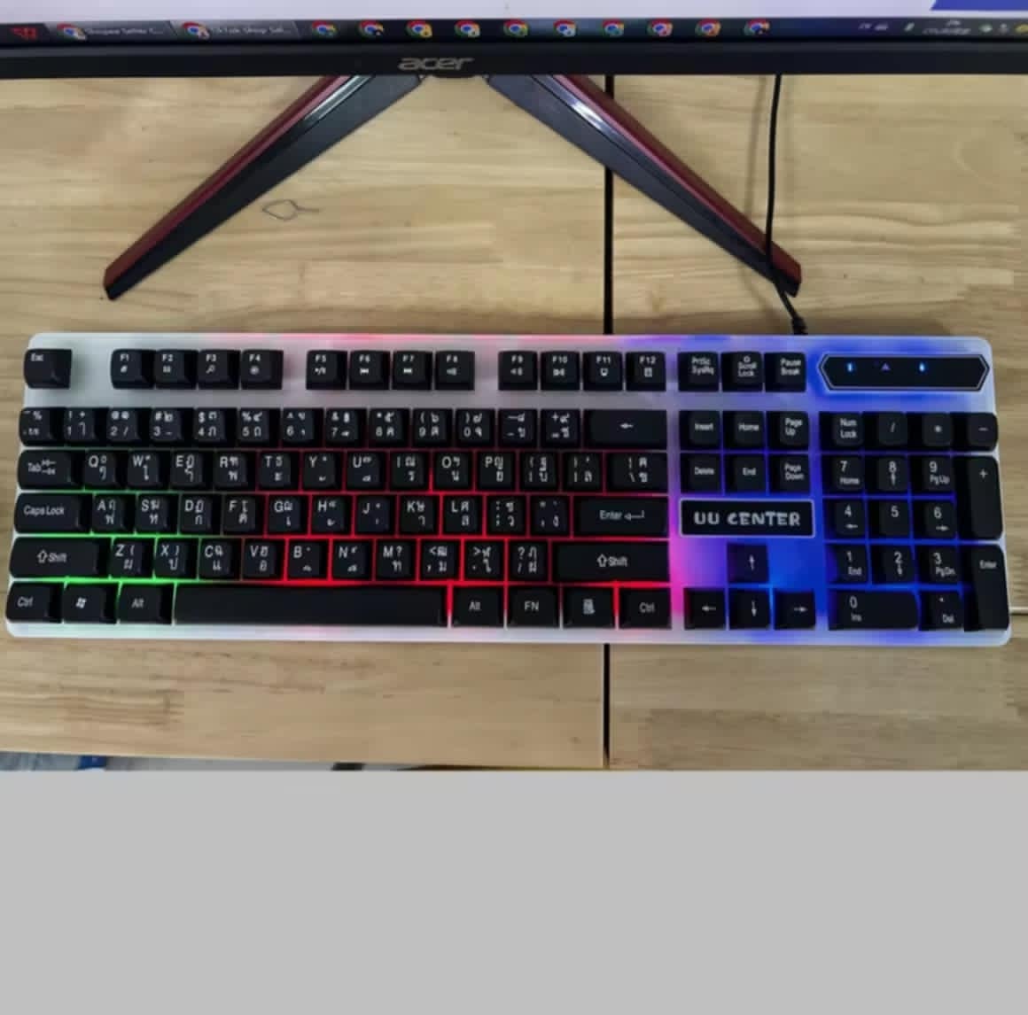 Punk Wired gaming keyboard ແປ້ນພິມຄີບອດ Magnesium RGB ຄີບອດໃຊ້ເຮັດວຽກ ແລະ ເກມມິ້ງ, ຄີບອດມີໄຟ LED, ຄີບອດເກມມິ້ງ.