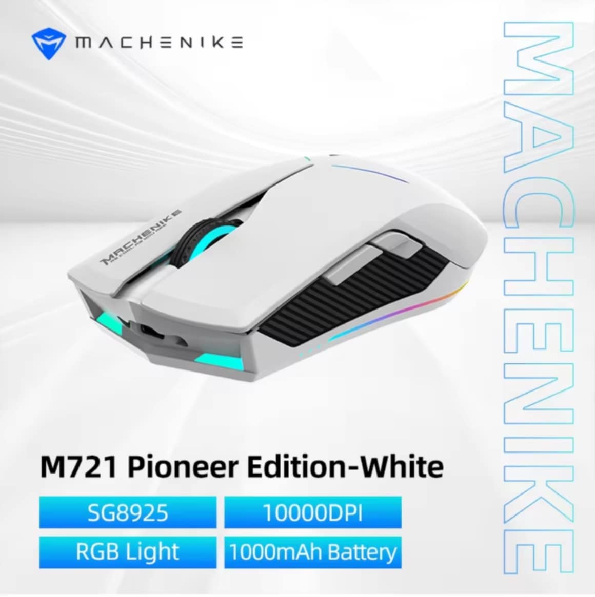 Machenike M7 Gen 2 ເມົາສ໌ເກມ Dual-mode ແບບມີສາຍ/ໄຮ້ສາຍ ມີໄຟ RGB Backlit ຄວາມລະອຽດສູງສຸດ 10000DPI ມີເຊັນເຊີ PMW3325 ສໍາລັບໃຊ້ກັບ PC, Desktop, Laptop ແລະ Notebook