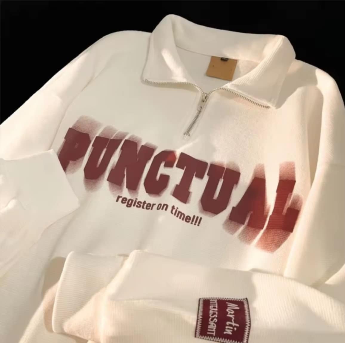 ເສື້ອແຂນຍາວຮູບແບບ Oversize ພິມລາຍ Punctual ຄໍປົກໂປໂລ ສະໄຕເກົາຫຼີ ເນື້ອຜ້າຄອດຕອນ ເໝາະສໍາລັບທຸກອາກາດ