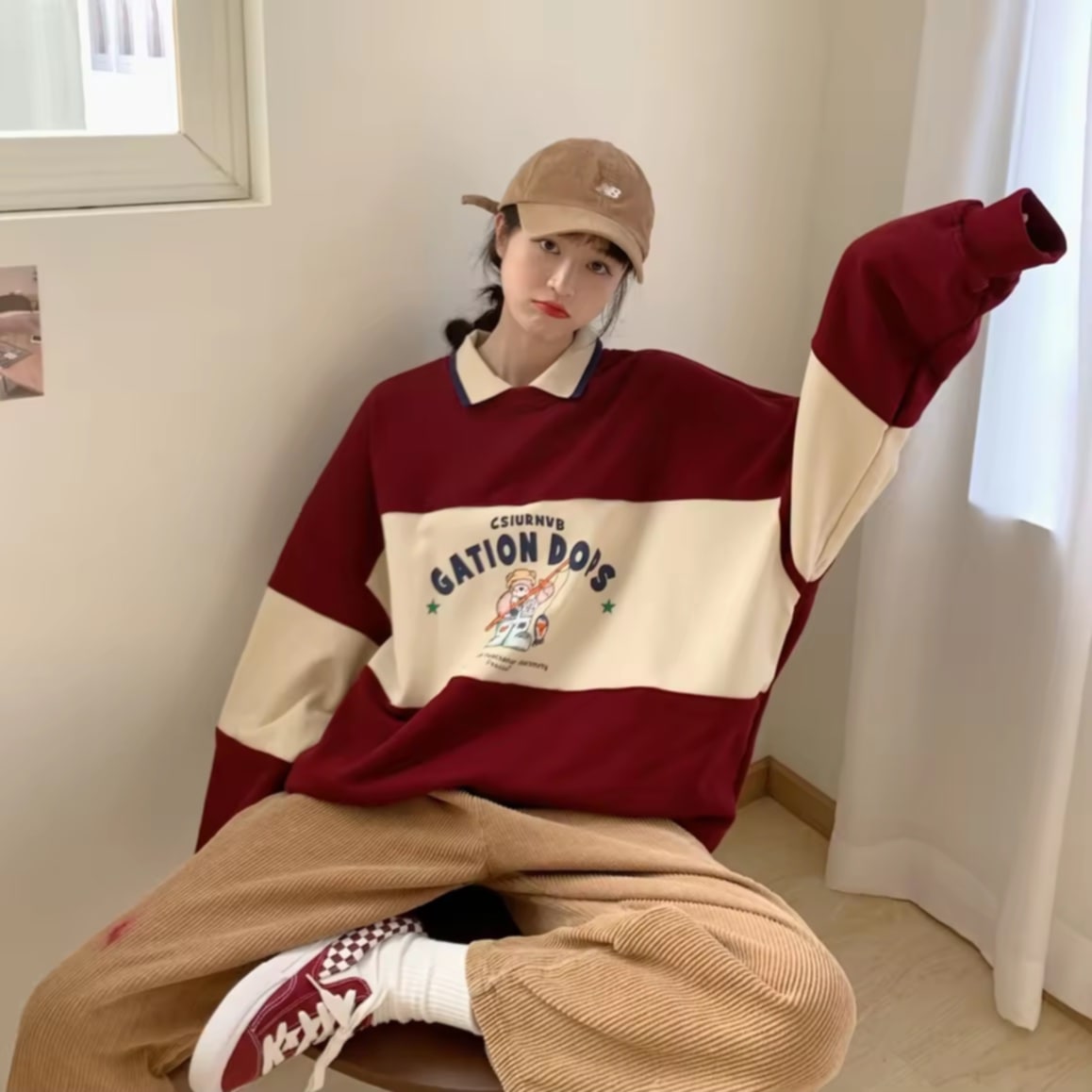 ເສື້ອແຂນຍາວຜູ້ຍິງ ສະໄຕລ໌ອາເມລິກາ, ເສື້ອໂປໂລພິມລາຍຫມີ  ສະໄຕລ໌ຍີ່ປຸ່ນ ວິນເທດ.