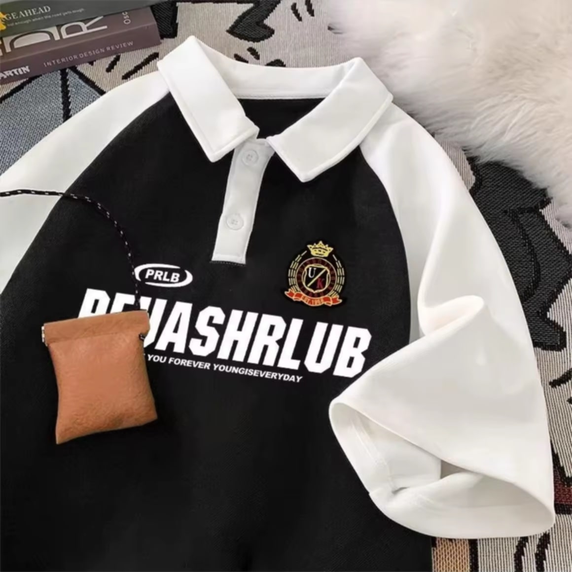 CLIFF ປັກພັບ ເສື້ອ polo ຜູ້ຊາຍ ແຂນສັ້ນ ລະດູຮ້ອນ ຂະໜາດໃຫຍ່ ແມັດລຸກງ່າຍ ແບບລຳລອງ ແຂນສັ້ນ.