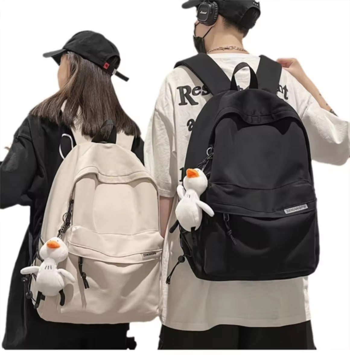 ກະເປົ໋າສະພາຍຄູ່ຂະໜາດໃຫຍ່ ຄວາມຈຸຫຼາຍ ແນວລະດັບ ສຳລັບຜູ້ຊາຍແບບງ່າຍ ໃຊ້ເດີນທາງ ກະເປົ໋າສະພາຍຫຼັງ ສຳລັບຜູ້ຍິງ ນັກຮຽນມັດທະຍົມ ກັນນ້ຳ ເໝາະສຳລັບນັກສຶກສາມະຫາວິທະຍາໄລ