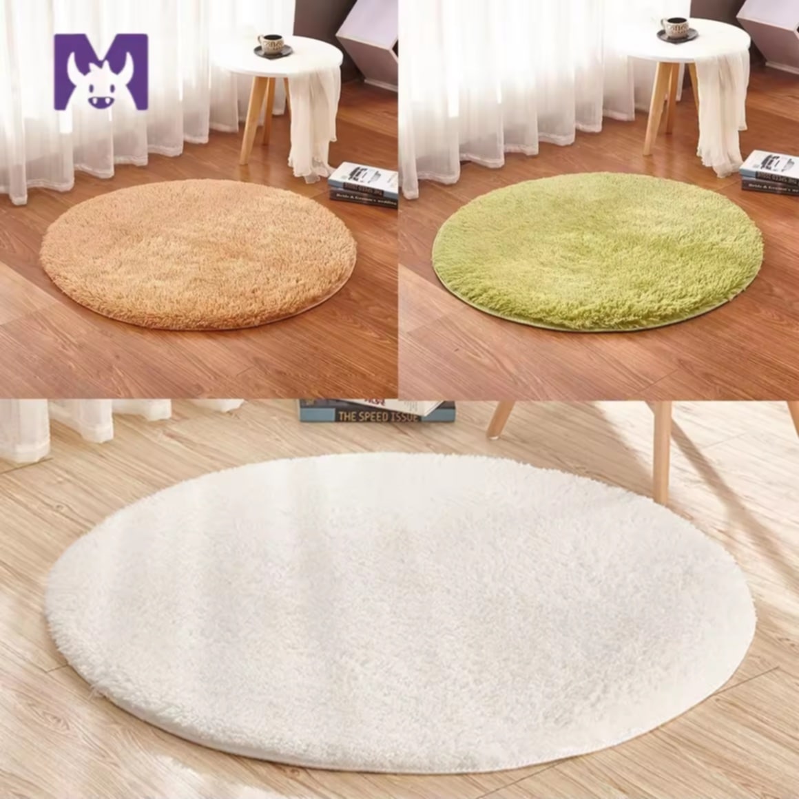 SKYພົມ, ຂົນນຸ່ມພິເສດ, ພົມຮູບວົງມົນ, ປູພື້ນປ້ອງກັນມື່ນ, ພົມປູຫ້ອງນອນ, ຫ້ອງນັ່ງຫຼິ້ນ, ພື້ນວົງມົນ,ໃນເຮືອນ, ຂະຫນາດ 60 ຊມ.