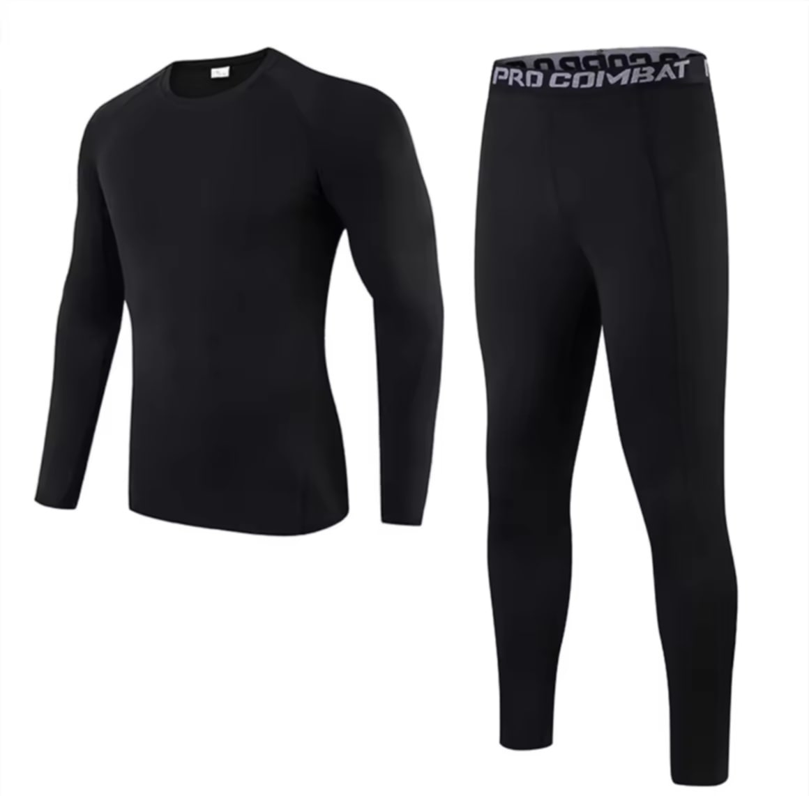 Victory Sports Pro Combat ໂສ້ງກິລາສີດໍາ ສຳລັບຜູ້ຊາຍ, ຊຸດກິລາ , ພ້ອມໂສ້ງແລະເສື້ອແບບຟິດກັບກ້າມ, ເສື້ອແບບແຂນຍາວ +ໂສ້ງ