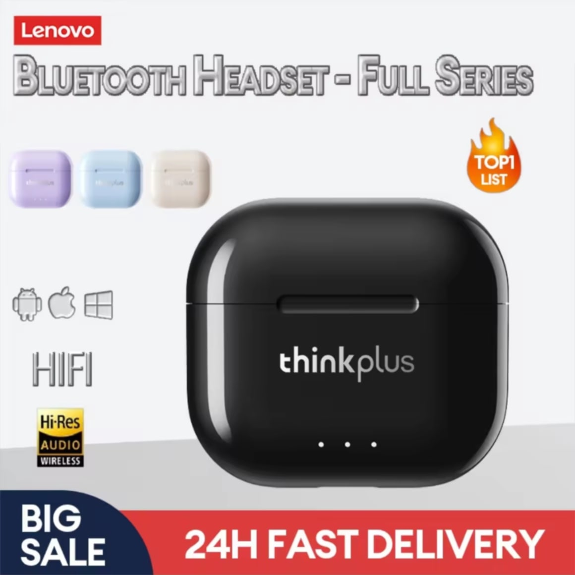 Lenovo LP40 Plus TWS Bluetooth Earphone  ຫູຟັງບລູທູທຄຸນນະພາບແບບຍີ່ຫໍ້  ໄຣ້ສາຍ, ຂະນາດນ້ອຍ, ສະຫນອງໃນການຫລິ້ນເກມ & ອອກກຳລັງກາຍ  ມາພ້ອມໄມໂຄຣໂຟນ ຮອງຮັບການໂທ & ວິດີໂອ