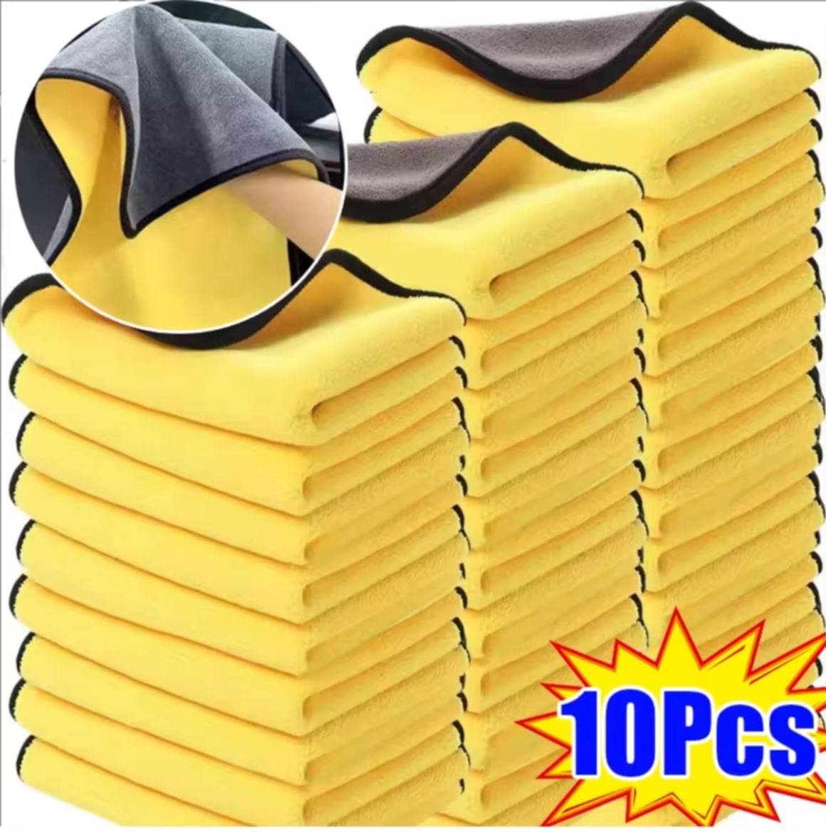 10/20 ຊິ້ນ ຜ້າໄມໂຄຣໄຟເບີສໍາລັບລ້າງລົດ / ຜ້າເຮັດຄວາມສະອາດລົດແບບໜາພິເສດທີ່ດູດຊັບນ້ໍາໄດ້ດີ / ຜ້າເຊັດລົດຂົນນຸ່ມ 2 ດ້ານ ສໍາລັບເຮັດຄວາມສະອາດລົດໃຫຍ່, ແວ່ນ ແລະ ໜ້າຕ່າງ.