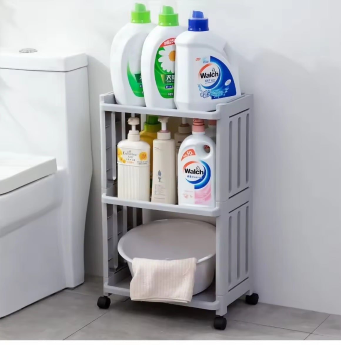 HEINO ຊັ້ນວາງຂອງ ຂະຫຍາຍຄວາມກວ້າງ  3 ຊັ້ນ  ພ້ອມລໍ້ເລື່ອນ ຊັ້ນວາງຂອງອະເນກປະສົງ