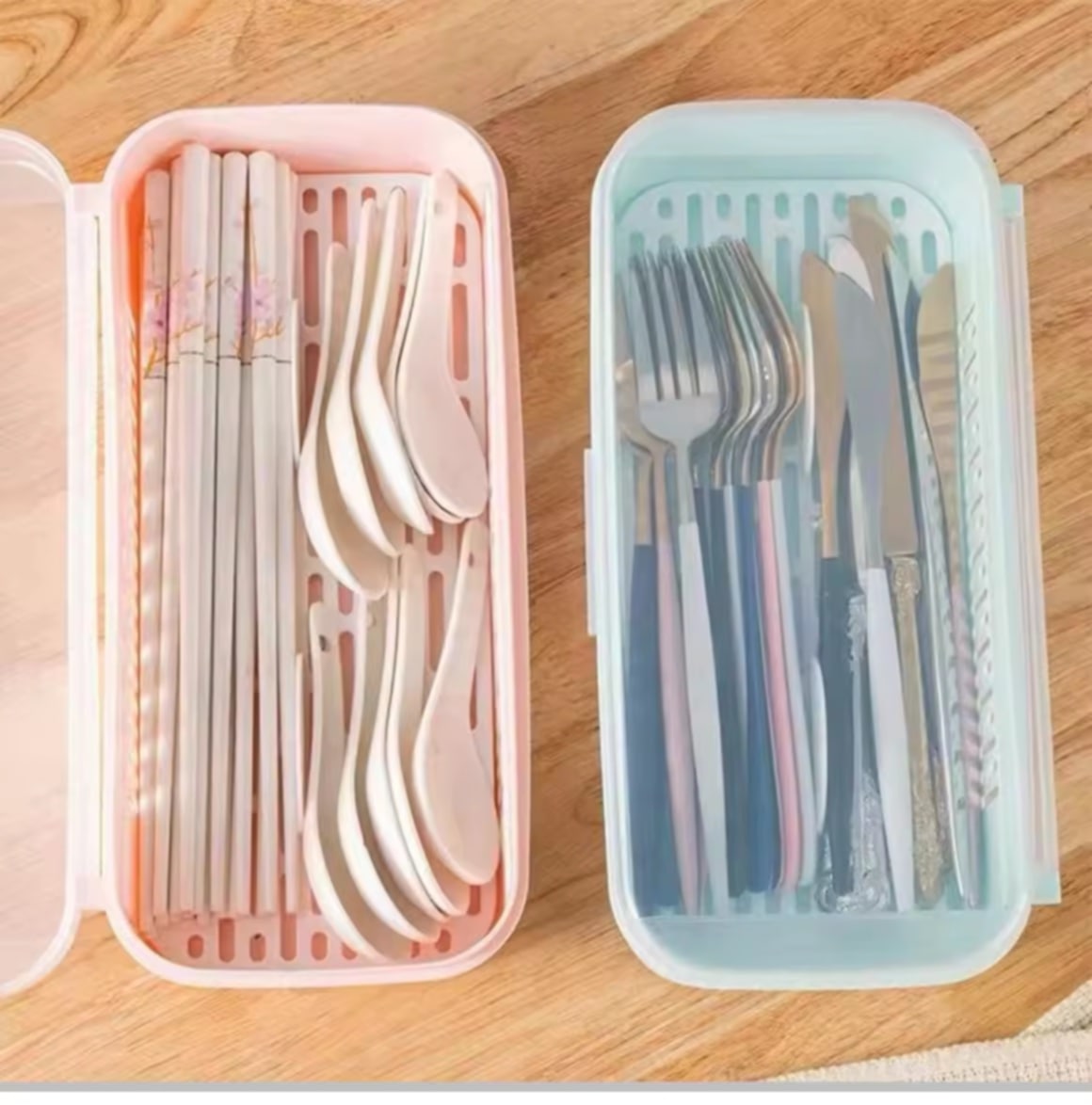 HEINO ກ່ອງໃສ່ໄມ້ທູ່ອະເນກປະສົງ ພ້ອມຝາປິດ, ລະບາຍນ້ຳໄດ້, ກັນຝຸ່ນ ກ່ອງເກັບພາຊະນະແບບລະບາຍອາກາດ ແບ່ງຊ່ອງເປັນສັດສ່ວນ (ມີຖາດຮອງດ້ານໃນ)