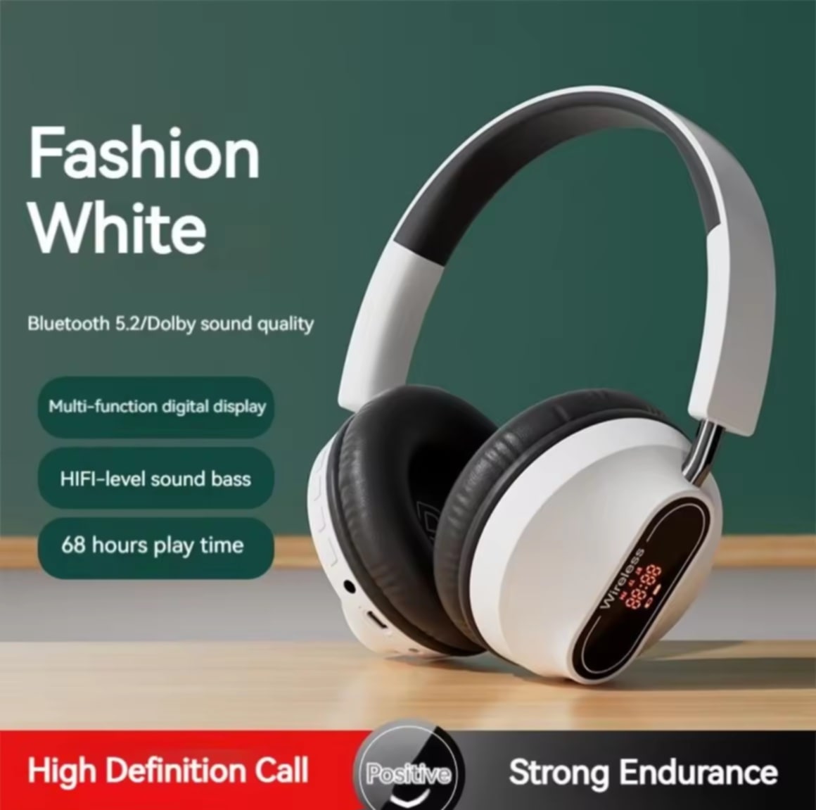 Newmsnr ຫູຟັງບລູທູດໄດ້ 68 ຊົ່ວໂມງ  ຮອບກັບສາຍສັນຍານສຽງ FM ຜ່ານວິທຍຸ  ຫູຟັງບລູທູດ HD ສຳລັບໂທລະສັບ  ຫູຟັງໄຮເຟີ ບໍ່ມີສາຍ  ເປັນແບບຮອບຂໍ້ມູນສຽງ Hi-Fi