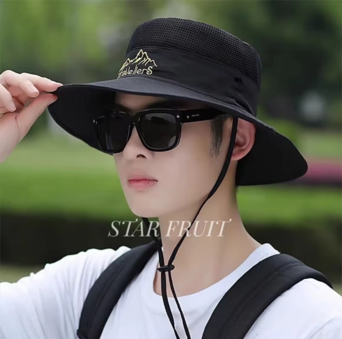 STAR FRUIT | ໝວກກັນແດດ ລາຍໂລໂກ້ພູຫິມະ ສໍາລັບກາງແຈ້ງ, ໝວກ Bucket (Topi Bucket) ປິດໜ້າສໍາລັບປັ່ນລົດຖີບ, ໝວກເດີນປ່າ