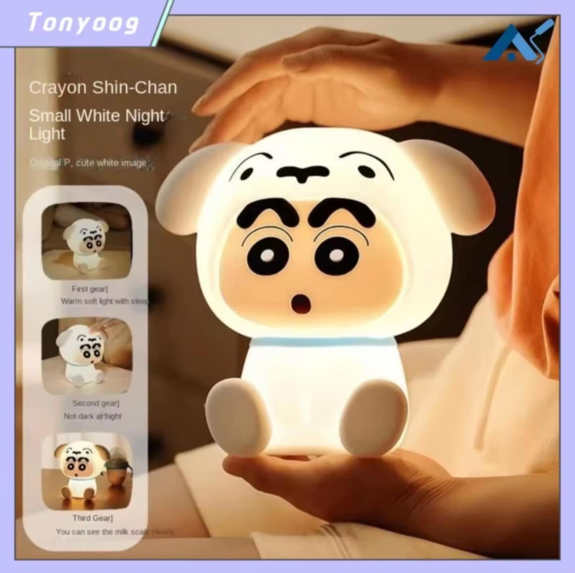 TONYOOG ຫຼາຍຟັງຊັນ ໂຄມໄຟກາງຄືນ ຂະໜາດນ້ອຍ ແບບຕົບເບາໆ ປັບໄດ້ ເຄຍອນ ຊິນຈັງ ໂຄມໄຟນ້ອຍ  ຂອງຂວັນ ຂອງຕົບ​ແຕ່ງໂຕະ ໄຟນອນ​ຫລັບສຳລັບເດັກນ້ອຍ