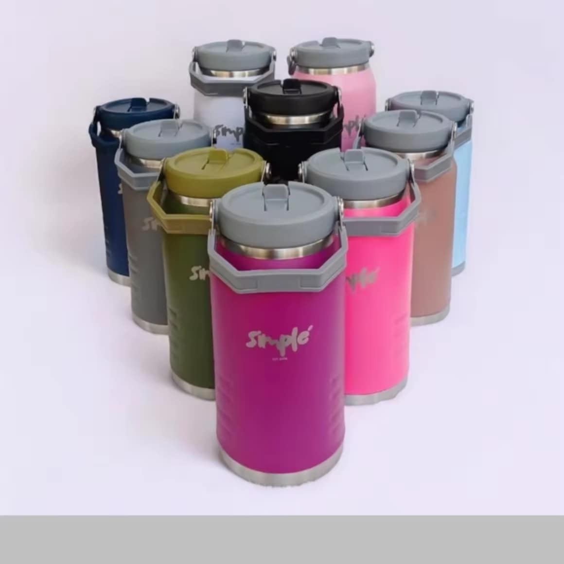 SIMPLE ຈອກເຫຼັກສະແຕນລະສະ 40oz – ຈອກດື່ມນ້ຳ ຮັກສາຄວາມເຢັນ ຮູບແບບແທັງ 1.2 ລິດ