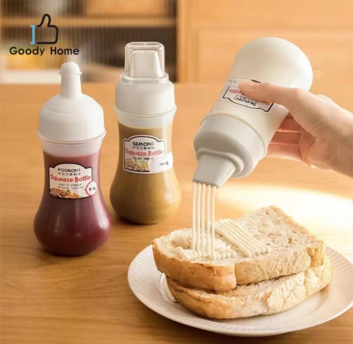 Goody Home ຂວດບີບເຄື່ອງປຸງ ຊອສ ພ້ອມຝາປິດ  ຂວດບີບສະລັດ