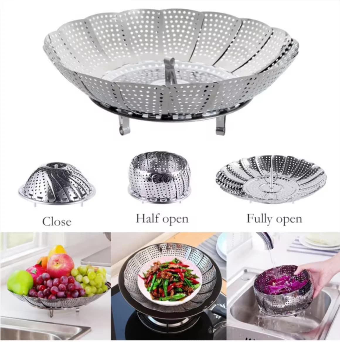 ຖາດຫນື້ງສແຕນເລສພັບໄດ້ ສໍາລັບຫນື້ງອາຫານ ອຸປະກອນເຮືອນ ຫມໍ່ຫນື້ງ, ຊຶ້ງຫນື້ງອາຫານ, ຕະແກງຮອງຫນື້ງ,