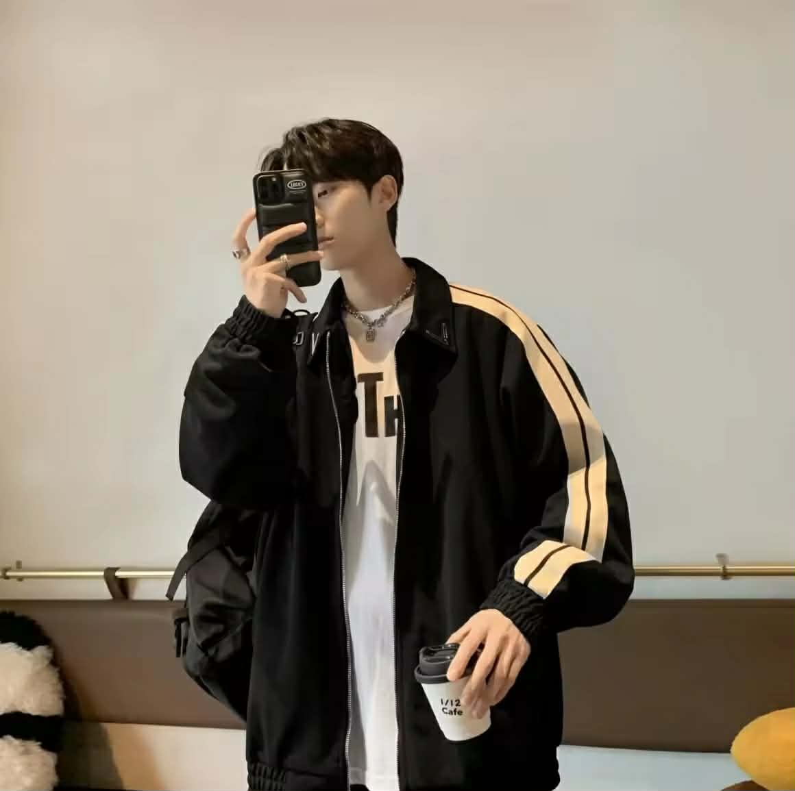 ແຈັກເກັດຜູ້ຊາຍຊົງຫຼວມ ສະໄຕລ໌ຮິບຮອບ, ຄໍປົກພັບ, ແຂນຍາວ, ໃສ່ສະບາຍ, ເໝາະສຳລັບທຸກໂອກາດ