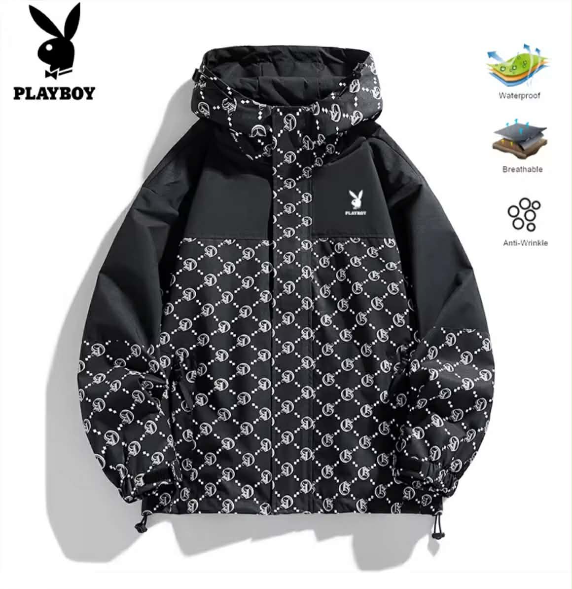 ເສື້ອແຈັກເກັດແຟຊັ່ນທັນສະໄໝສຳລັບຜູ້ຊາຍ, ເສື້ອໂຄດແບບຫຼວມ ມີຮູດ ແລະ ກັນຝົນ, ສະໄຕລ໌ເກົາຫຼີ ຄຸນນະພາບສູງ ສຳລັບລະດູໃບໄມ້ຜຸດ ແລະ ລະດູໃບໄມ້ຫຼົ່ນ