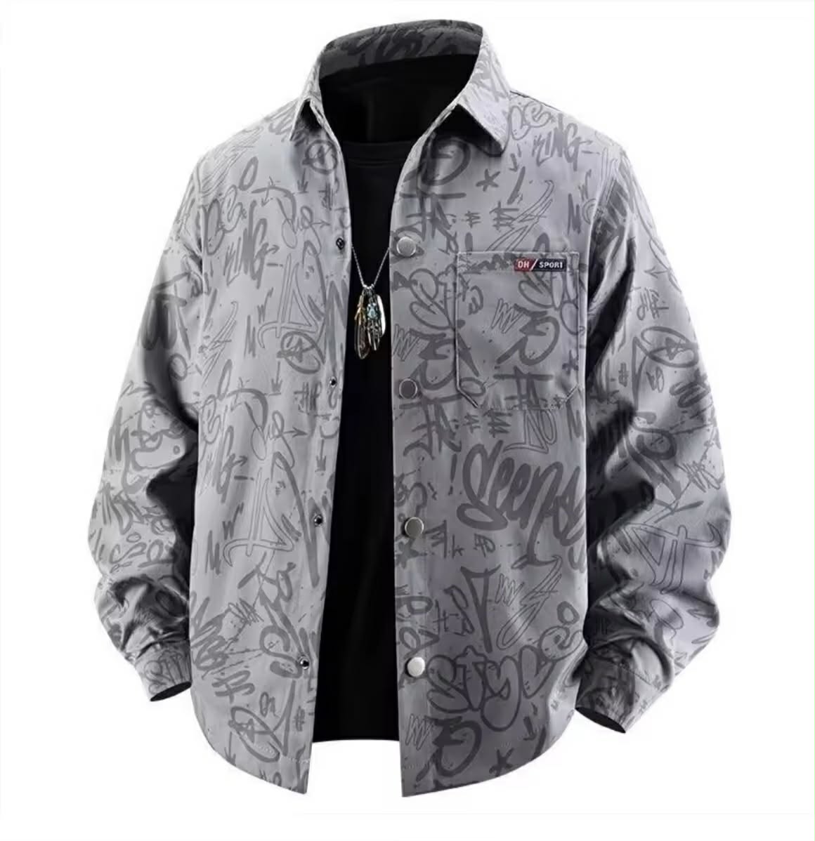 Muse Harbor ເສື້ອແຈັກເກັດຊົງໂອເວີໄຊສ໌ ພິມລາຍກຣາຟຟິຕີ້ ສະໄຕລ໌ອາເມຣິກາ ສຳລັບຜູ້ຊາຍ ເສື້ອແຟຊັ່ນແນວສະຕຣີດແວ (Streetwear)