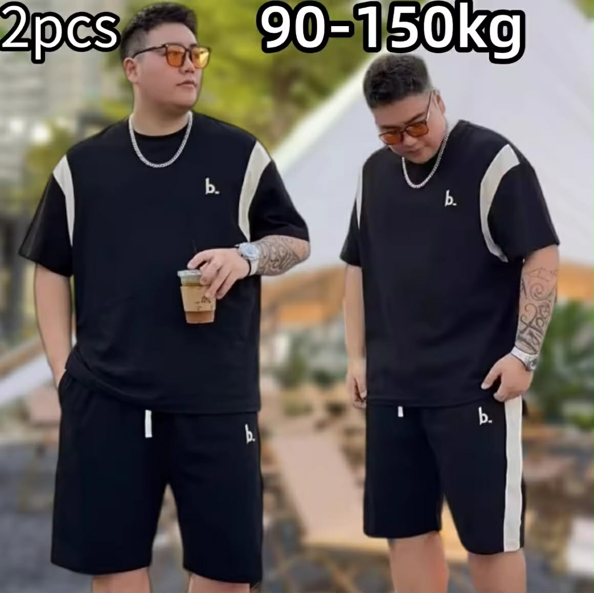 🔥90–150 kg🔥 ຊຸດເຊັດ ເສື້ອແຂນສັ້ນ + ໂສ້ງຂາສັ້ນ ໄຊສ໌ໃຫຍ່ (Plus Size) ຊົງຫຼວມ ໃສ່ສະບາຍ ຜ້າເບົາ ບໍ່ຫົດ ບໍ່ຍ້ວຍ ຫຼວມ ແລະ ລະບາຍອາກາດໄດ້ດີ