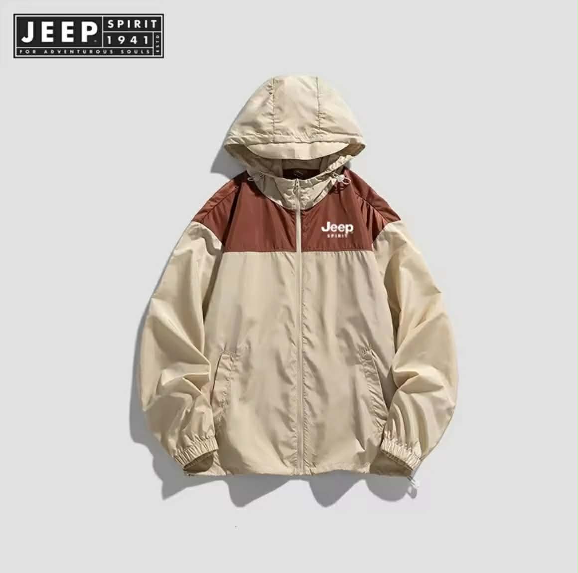JEEP SPIRIT 1941 ESTD ເສື້ອແຈັກເກັດ ປ້ອງກັນແສງແດດ, ສໍາລັບການແຄມປິ້ງ, ກັນນ້້ຳ ແລະ ກັນລົມ