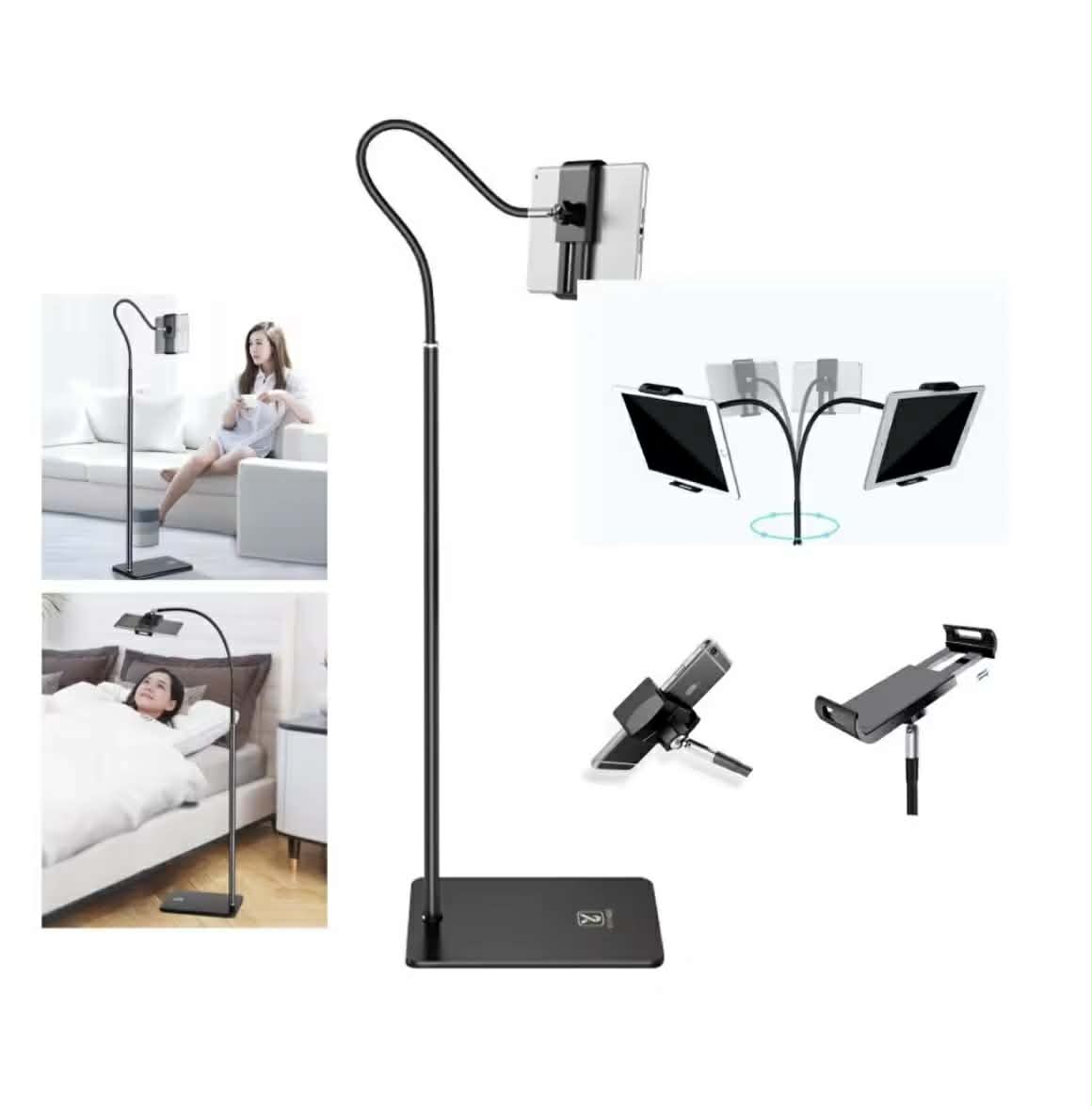 ຂາຕັ້ງ ແລະ ທີ່ຈັບມືຖື/ແທັບເລັດ ສຳລັບໂຕະ ຫຼື ຫົວຕຽງ ຮຸ່ນ LSP1 ໃຊ້ຖ່າຍຮູບ ແລະ ຖ່າຍວິດີໂອ ປັບໄດ້ (TABLET LAZY BRACKET STAND)