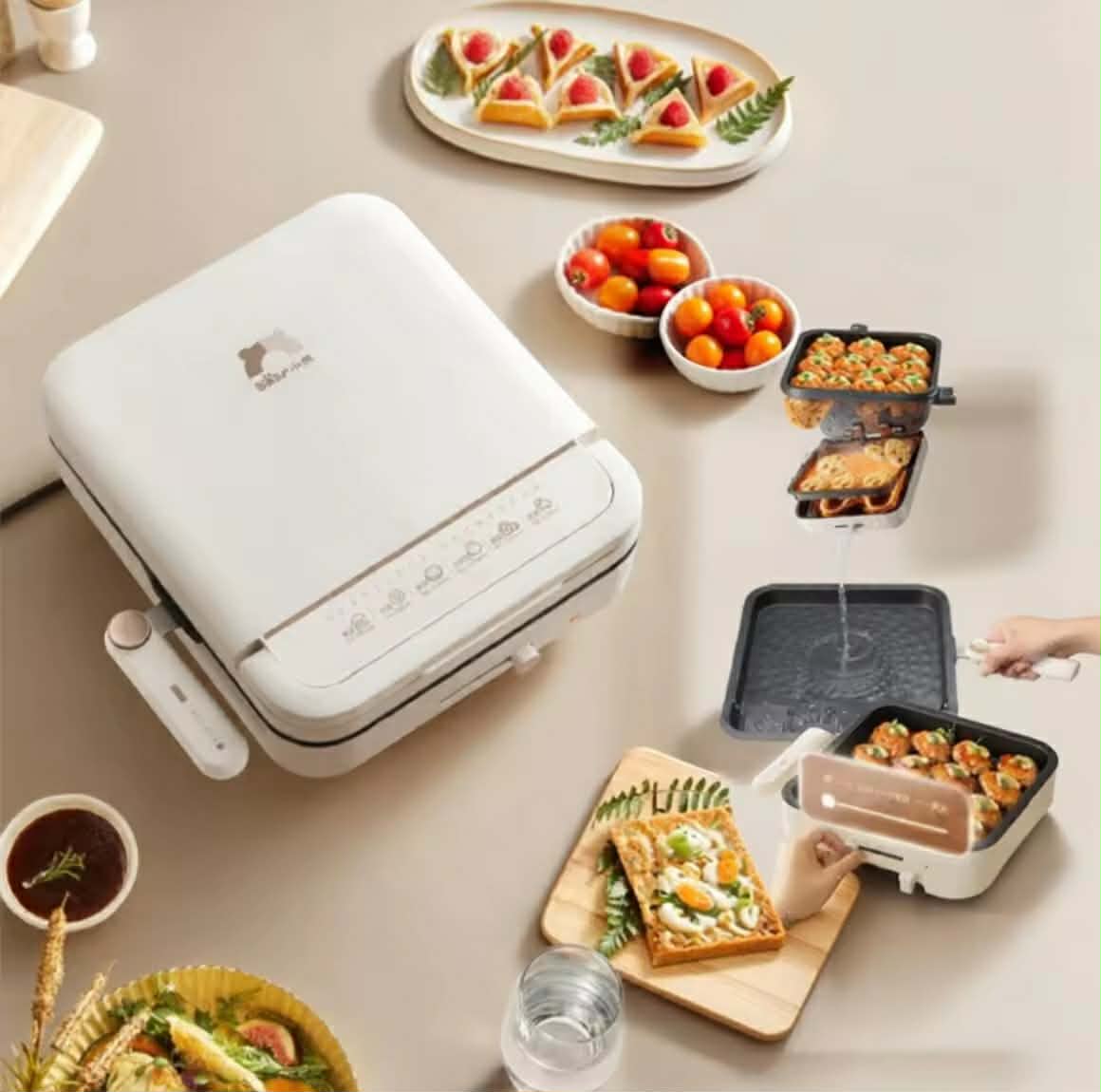 Bear | ກະທະອະເນກປະສົງ 2 ດ້ານ ຂະໜາດນ້ອຍ ສຳລັບເຮັດແພນເຄັກ ໃຊ້ໃນບ້ານໄດ້ ແລະສາມາດພົກພາໄປແຄມປິ້ງໄດ້