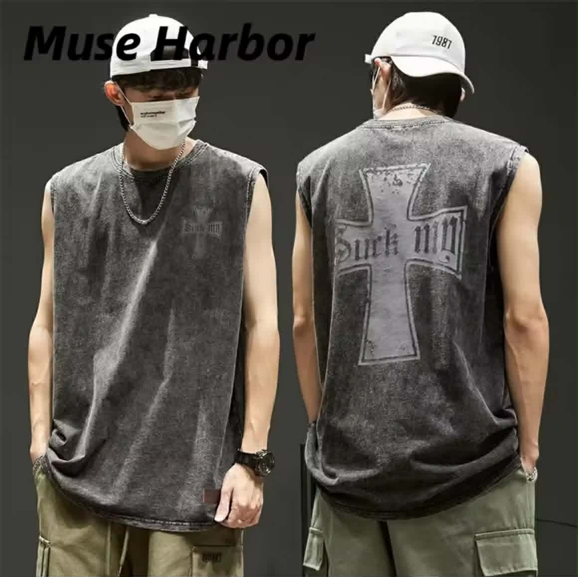 Muse Harbor ເສື້ອກ້າມຜູ້ຊາຍ ສຳລັບລະດູຮ້ອນ ໃສ່ສະບາຍ ລາຍ (Cross)