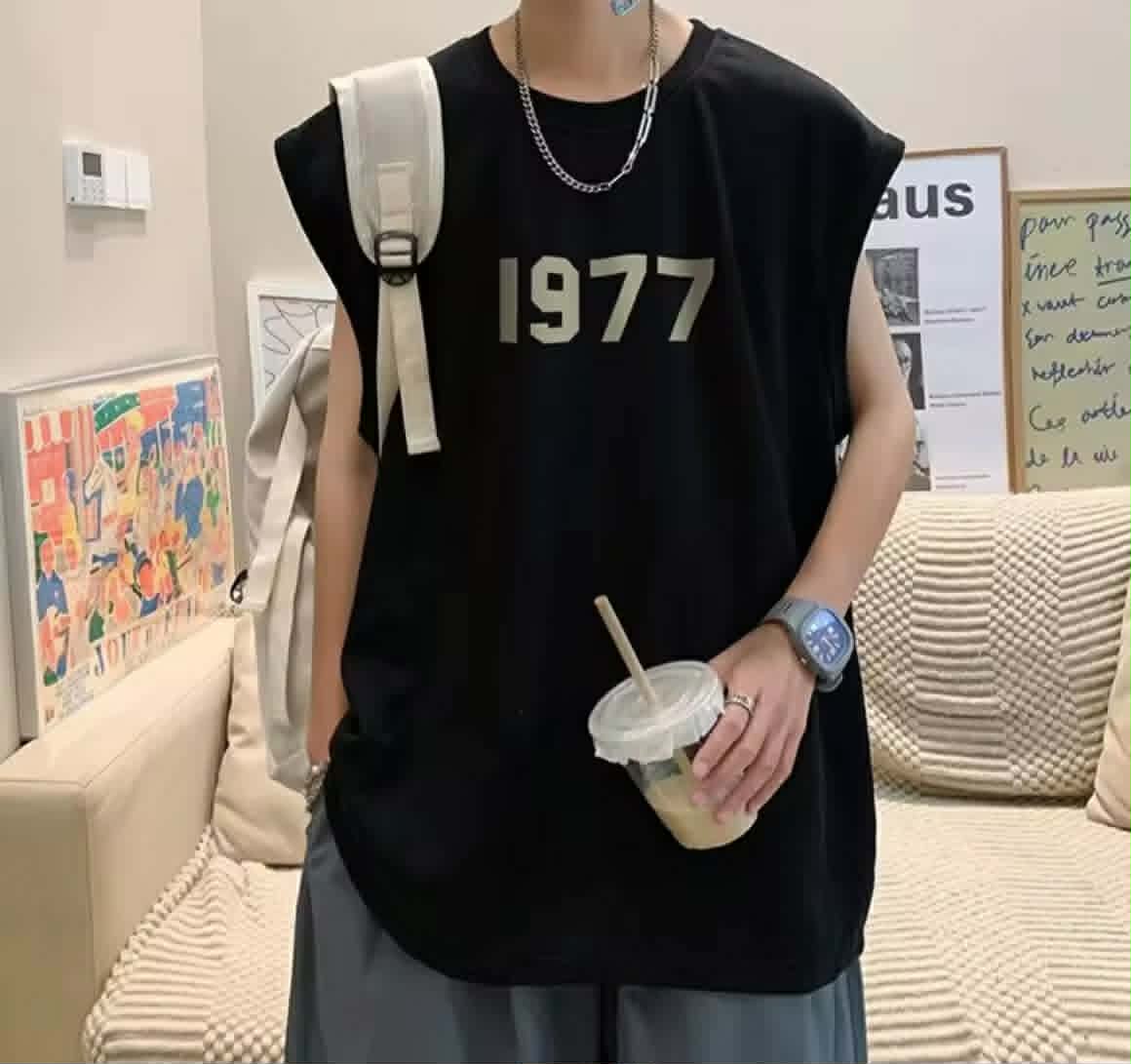 ASRV ເສື້ອຍືດຜູ້ຊາຍ ເສື້ອກ້າມຜູ້ຊາຍ ເສື້ອແຂນກຸດ ເສື້ອຍືດແຂນກຸດ ຄໍກົມ ລາຍເລກ 1977