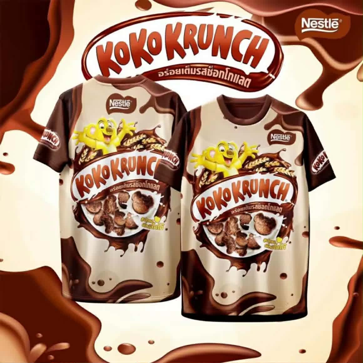ເສື້ອກິລາ ລາຍ Cocoa Crunch ອາຫານເຊົ້າຊີເລຍໂຮລເກຣນ ລົດຊັອກໂກແລັດ