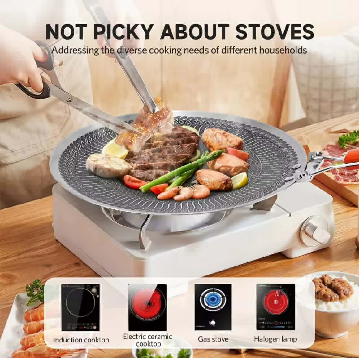 SUPVIBE ກະທະປີ້ງຢ່າງສະແຕນເລດ 316, ກະທະປີ້ງລາຍຮັງເຜິ້ງ, ຖາດປີ້ງຢ່າງສະໄຕລ໌ເກົາຫຼີ BBQ, ຈານບາບີຄິວ, ຖາດອົບອະເນກປະສົງ.