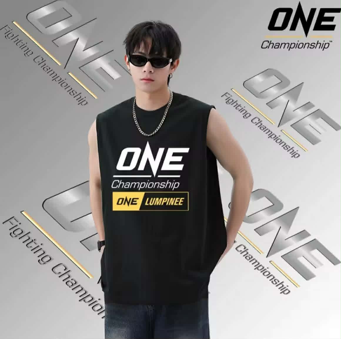 🏝 【ເສື້ອກ້າມ】 One Championship ເສື້ອກ້າມແຂນກຸດພິມລາຍ ສຳລັບຜູ້ຊາຍ ສວມໃສ່ສະບາຍ ຜະລິດຈາກຜ້າຝ້າຍ ຄໍກົມ ລະບາຍອາກາດໄດ້ດີ.